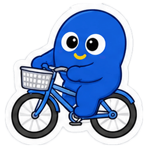 Mascota de Kyoru en bicicleta