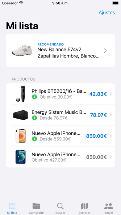 Lista de deseos de Salva con precios y objetivos